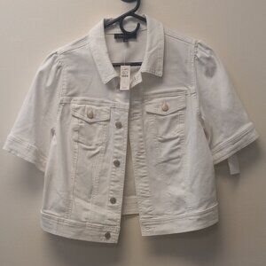 NEW Talbots Petite - Short Sleeve Jean Jacket - White